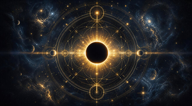 Sacred Cosmic Eclipse Geometry Background