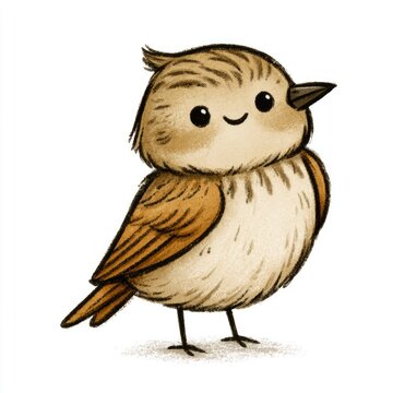 Cute calandra lark doodle illustration for children