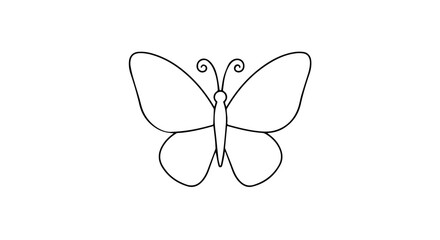 Minimal line drawing of a butterfly silhouette suitable for design and illustration projects.
