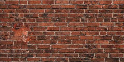 Fototapeta premium Red brick wall closeup showing masonry texture with architectural construction details and uniform horizontal background surface pattern