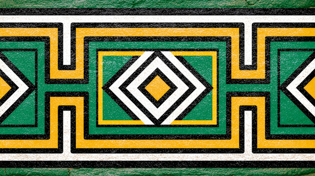 Traditional Ndebele stepped-edge frieze pattern illustration