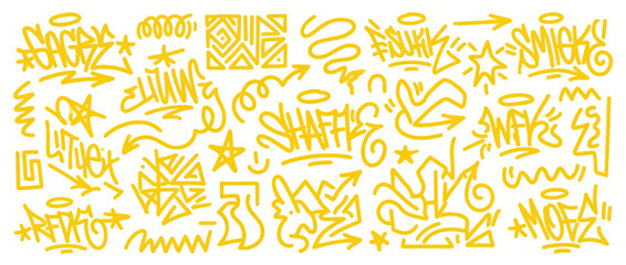 Abstract urban graffiti tags and hand drawn street art elements © rikiy