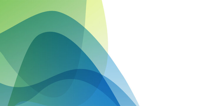 Minimal abstract background with overlapping translucent colorful waves, layers on the left half of the image, leaving white space on the right, ideal for modern layouts, presentations and websites.