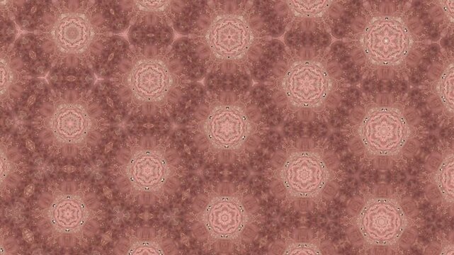 Abstract kaleidoscope graphic models shift symmetrical floral crystal patterns on pages. Creative art portfolio video transitions use an abstract kaleidoscope graphic model loop text.