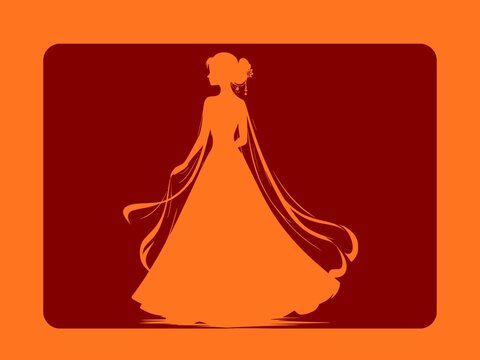 Traditional Indian woman in lehenga choli silhouette