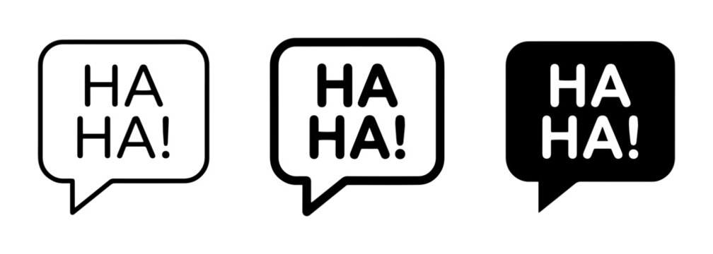Laughing Speech Bubbles, HA HA Text Icons, Humor & Comedy Vector Set, Funny Communication Symbols