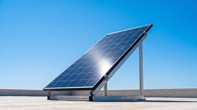 Modern Blue Solar Panel Under Clear Azure Sky Minimalist 8K Concept Shot