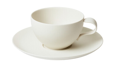 Fototapeta premium Matte ceramic teacup and saucer clean and modern design, isolated on transparent background