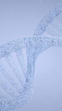 Close-up animation of a detailed dna helix structure rotating. Scientific visualization for concepts of genetics, medicine, and research