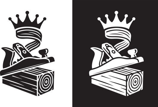 Traditional Woodworking Hand Plane Tool Carpenter Logo Design Concept Vector