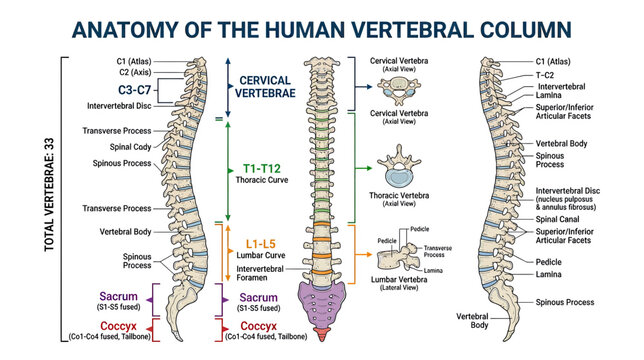 Anatomy of the Human Vertebral Column: Detailed Medical Illustration