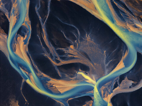 braided glacial river delta on Iceland's South Coast, Iceland