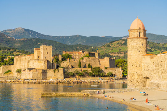 The Church of Notre Dame des Anges and The Royal Castle of Collioure, Collioure, Occitania, France