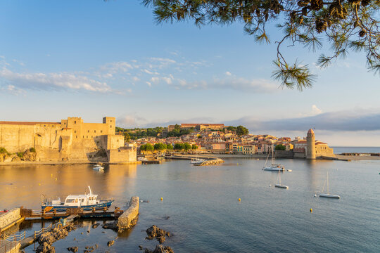 Looking towards The Church of Notre Dame des Anges, Port Coullioure, Collioure, Occitania, France