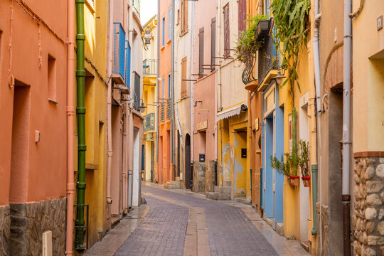 Narrow lanes in the Old town, Collioure, Occitania, France