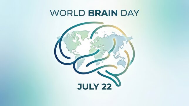 World Brain Day illustration with brain and date July 22