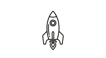 Minimalist Rocket Ship Icon Launching © Soto