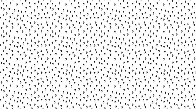 Abstract pattern with small black commas on a transparent background for graphic design projects.