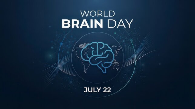 World Brain Day illustration with glowing brain and circuits