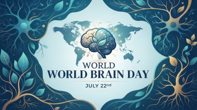 World Brain Day illustration with brain on globe