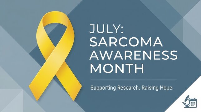Yellow sarcoma awareness ribbon and text July month