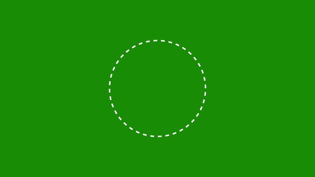 Animated white dashed circle loading icon isolated on black background, 4K video loop