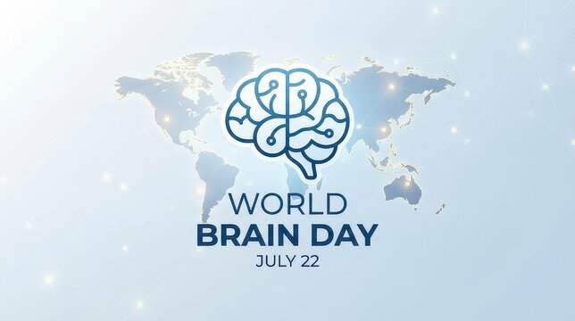 World Brain Day illustration with brain icon on globe background