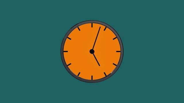 Abstract 3D Orange Wall Clock Timelapse Animation Spinning to Ten O'Clock
