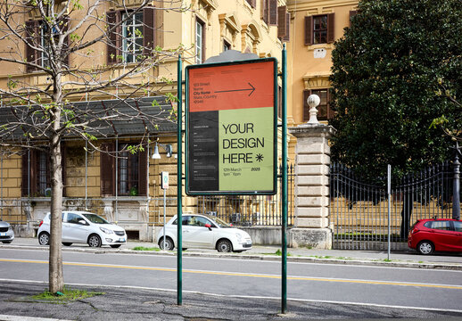 Mockup Of Customizable Vertical Sign In City