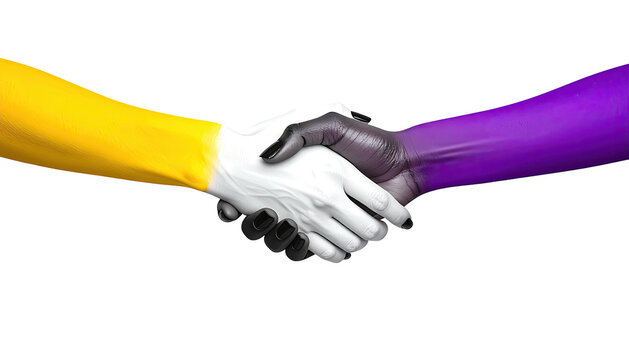A white hand with black nails is reaching out to the viewer