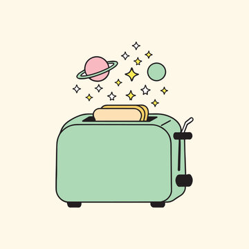 vector illustration of a retro toaster shooting