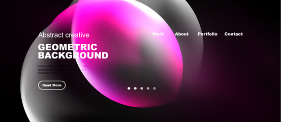 Fototapeta premium Modern website mockup. Pink, purple gradients dominate design. Text overlays present information, button invites interaction. Clean aesthetic.