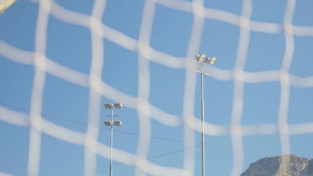 Abstract focus rack Football net, great for b roll and cinematic tension.