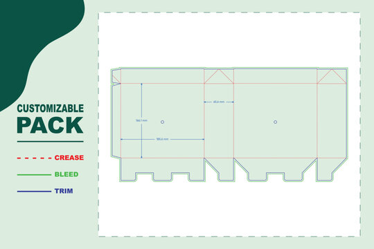 Foldable carton box with holes dieline layout technical printing packaging blueprint featuring structural fold lines and precise cutting guide for retail box