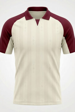 Retro cream and burgundy red football jersey shirt mockup front view