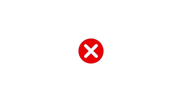 White cross mark icon on red circle background, symbol for failure, wrong and error sign verification.