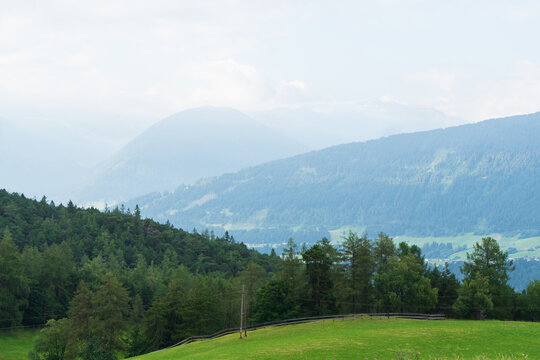 Summer alpine landscape in the Eastern Alps at the border between Italy and Austria
