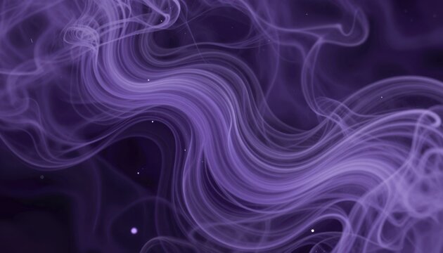 Elegant purple smoke waves flowing through dark abstract background space