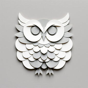 tactile paper minimalism abstract Greek owl Athena grey white cardstock geometric craft