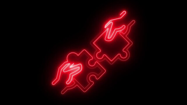 Neon sign of two hands shaking. The sign is blue . of the sign is that it represents a handshake, which is a symbol of agreement or partnership partnership, contract, deal, business, 