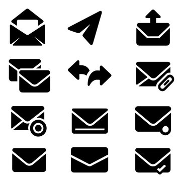 Inbox send unread vector email open set icon forward arrow plane