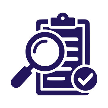 Audit inspection with checklist and magnifying glass icon