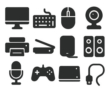 Webcam mouse hub vector usb icon external printer controller computer peripheral icons