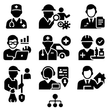 Icon outreach vector public icons health epidemiologist program manager data educator vaccine