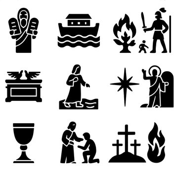 Healing star hill bible vector scene goliath jesus set icon tablets covenant