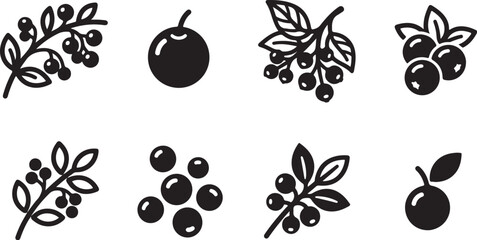 Black and white berry illustrations set © Torikul