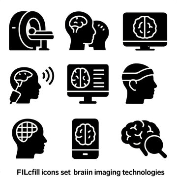 Icon mri icons brain scan imaging fmri grid vector neuroimaging diagnostic
