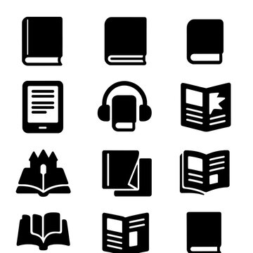 Hardcover library pocket diverse book softcover pamphlet dust icon icons headphones vector