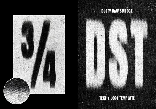 Vertical Dusty B&W Smudge Distortion Text Effect For Poster And Branding Design