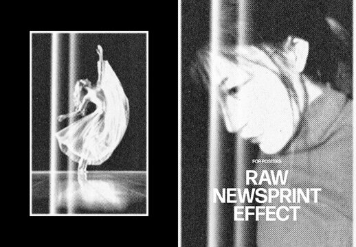 Vertical Raw Newsprint Photo Effect For Poster And Print Design